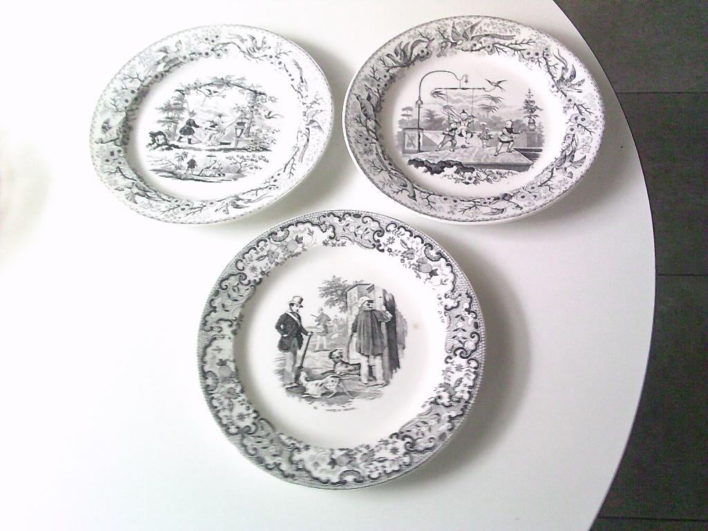 3 prachtige antieke borden sortie du chenil, Ophalen