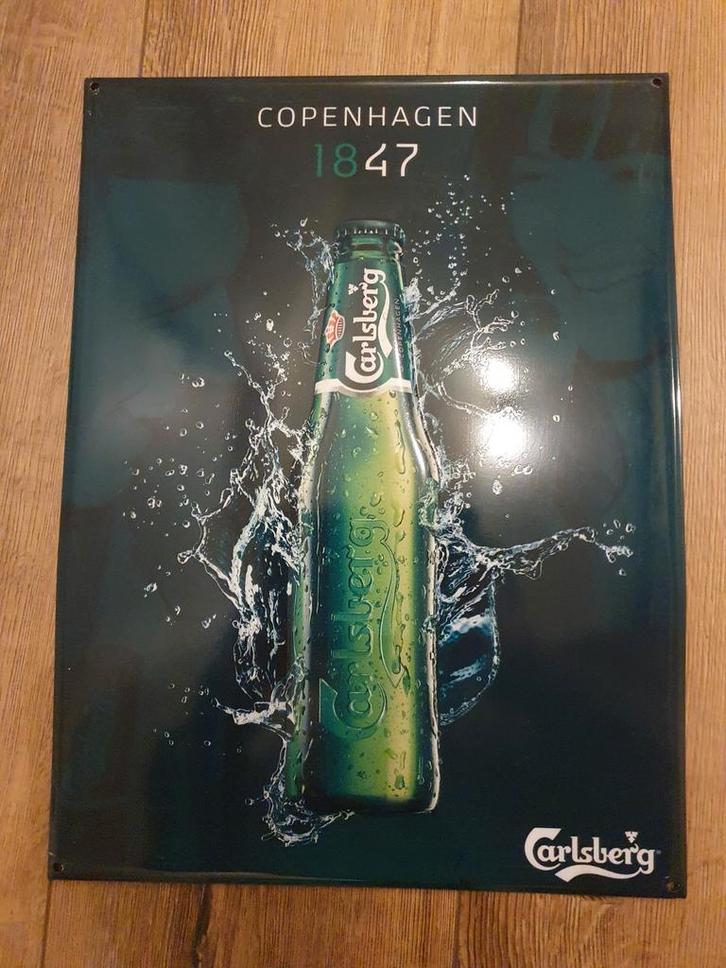 Panneau d'affichage en métal - Carlsberg -, Collections, Marques de bière, Utilisé, Panneau, Plaque ou Plaquette publicitaire