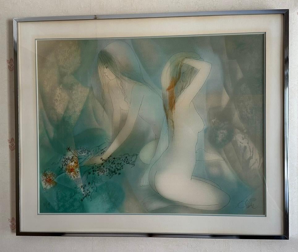 Omlijsting en lithografie - Dames/Blauw/Groot formaat, Ophalen