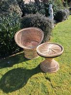 Vintage rotan fauteuil en bijpassend tafeltje, Tuin en Terras, Ophalen