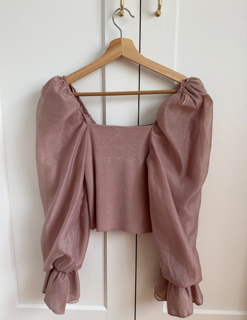 Topje met pofmouwen maat S, Kleding | Dames, Topjes, Ophalen, Zo goed als nieuw, Lange mouw, Roze