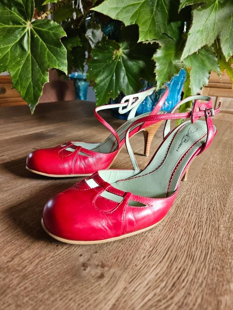 rode retro zomerschoentjes Dick Boons, Kleding | Dames, Ophalen, Schoenen met lage hakken, Zo goed als nieuw, Dick Boons