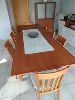 Table à manger + chaises pour 8 personnes, Cerisier, Comme neuf, Enlèvement, 50 à 100 cm