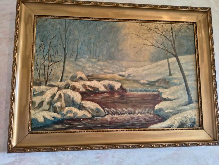 Huile/toile A. Meunier (1914) - La Hoëgne à Polleur (Theux), Antiquités & Art, Art | Peinture | Classique, Enlèvement