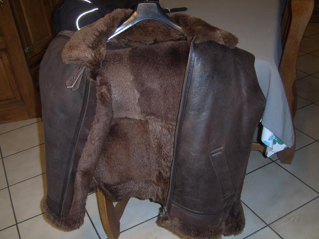 Lederen herenjas maat L 52/54, Kleding | Heren, Jassen | Winter, Ophalen, Bruin, Gedragen, Andere