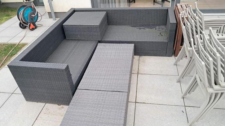 Salon de jardin modulable en résine tressée gris – bon état, Jardin & Terrasse, Accessoires mobilier de jardin, Utilisé, Enlèvement