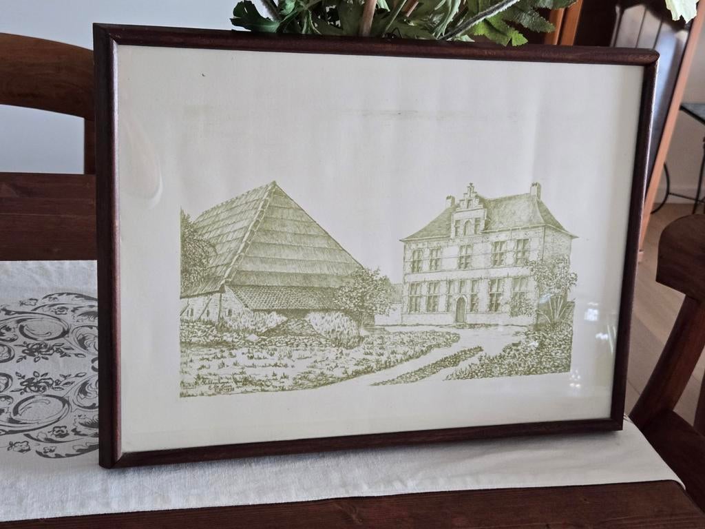 Ets van Slekkenhoeve in Rumst in perfecte staat, Antiek en Kunst, Kunst | Etsen en Gravures, Ets, Landschap, Ophalen of Verzenden