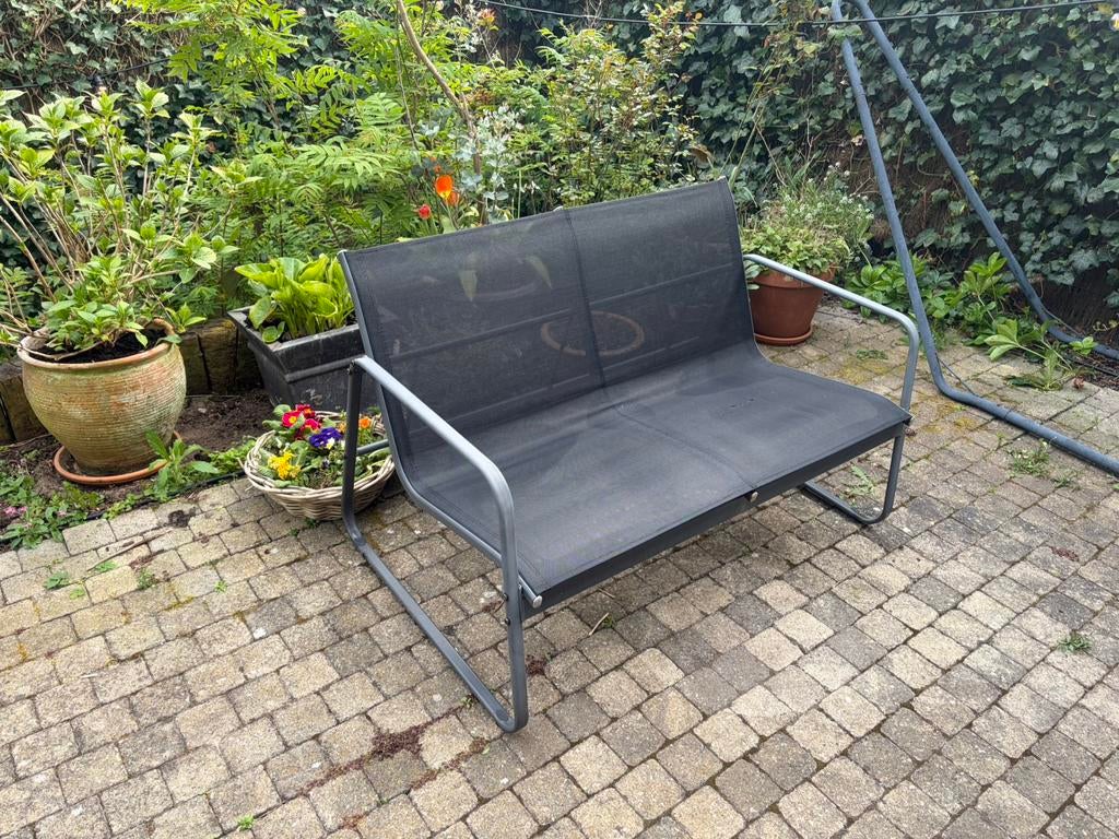 Tuinbank 2-zit zwart, Ophalen, Gebruikt