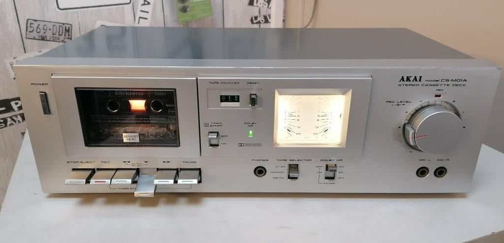Prachtige AKAI cassettedeck CS-MO1A, TV, Hi-fi & Vidéo, Decks cassettes, Enlèvement ou Envoi, Simple, Akai, Tape counter