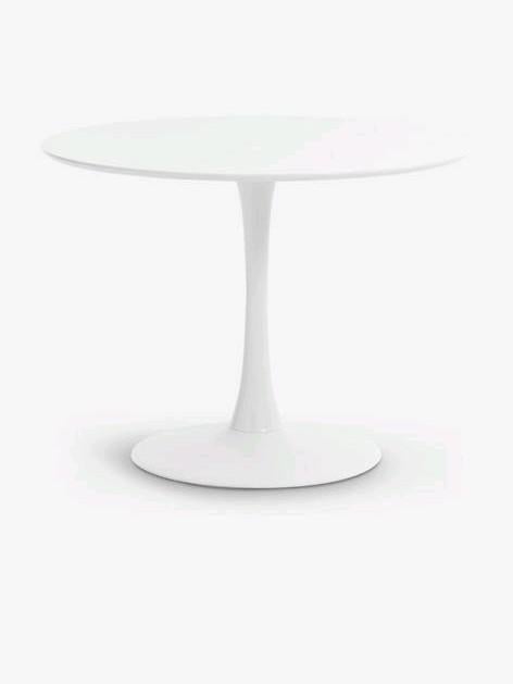 Table RINGSTED  blanche + chaises KLARUP en simili cuir noir, Enlèvement, Utilisé