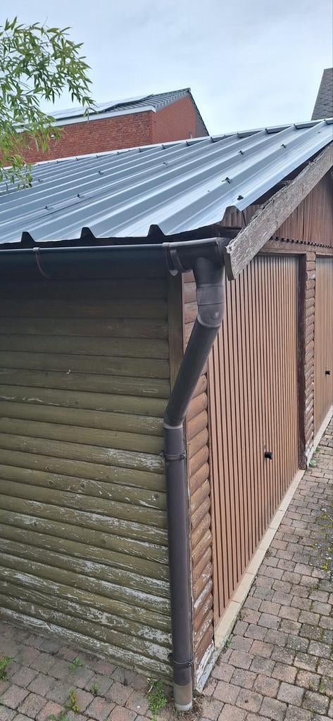 Dubbele buitengarage (ook onderdelen) of in geheel, Tuin en Terras, Ophalen, Gebruikt, Hout