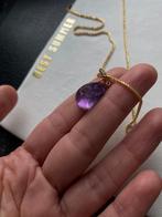 Amethist ketting hanger verguld 18k vermeil, Handtassen en Accessoires, Kettingen, Paars, Nieuw, Ophalen of Verzenden, Verstelbaar