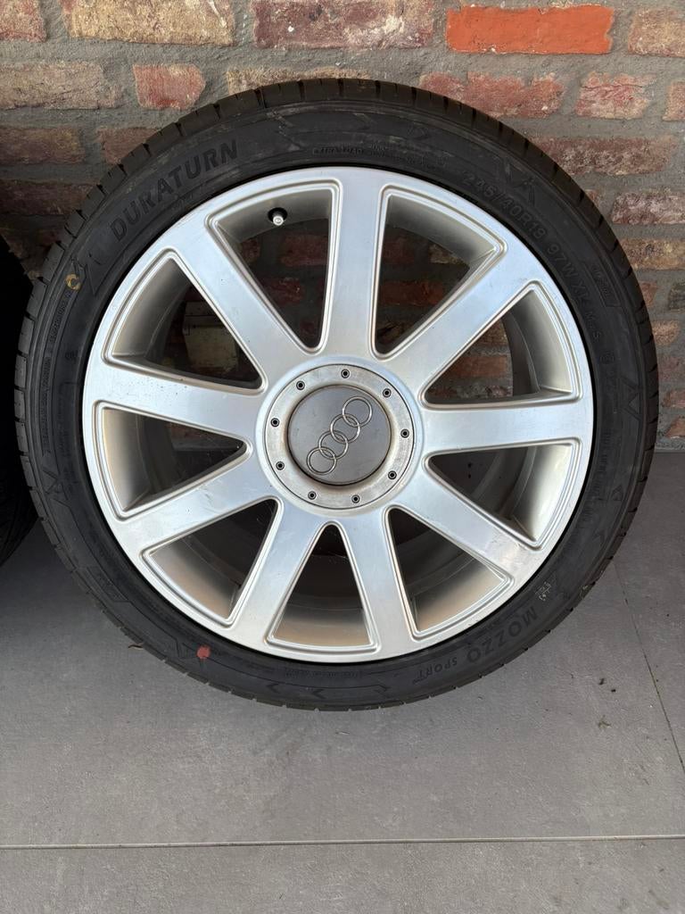 Audi velgen met 4 nieuwe banden 5x112, Ophalen, 18 inch, 245 mm, Banden en Velgen