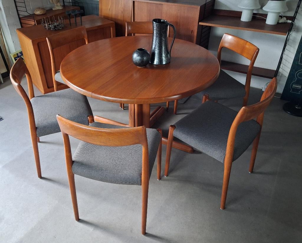 6 Niels Moller model 77 stoelen, retro jaren 60, Maison & Meubles, Chaises, Utilisé, Cinq, Six Chaises ou plus, Enlèvement