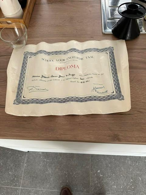 diploma 1945 school voor Engelse taal Brussel, Ophalen of Verzenden, Overige typen