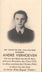 Oorlogsslachtoffer Witte Brigade 1940-45  André Verhoeven, Verzamelen, Bidprentjes en Rouwkaarten, Ophalen