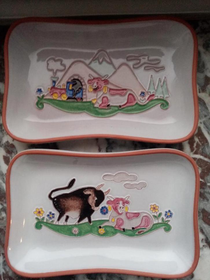 Twee keramische borden van Sars-la-Bruyère  60s 10/50/17cm, Antiek en Kunst, Antiek | Keramiek en Aardewerk, Ophalen of Verzenden