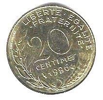 Munt Frankrijk 20 centimes 1996  Pr, Ophalen of Verzenden, Frankrijk, Losse munt