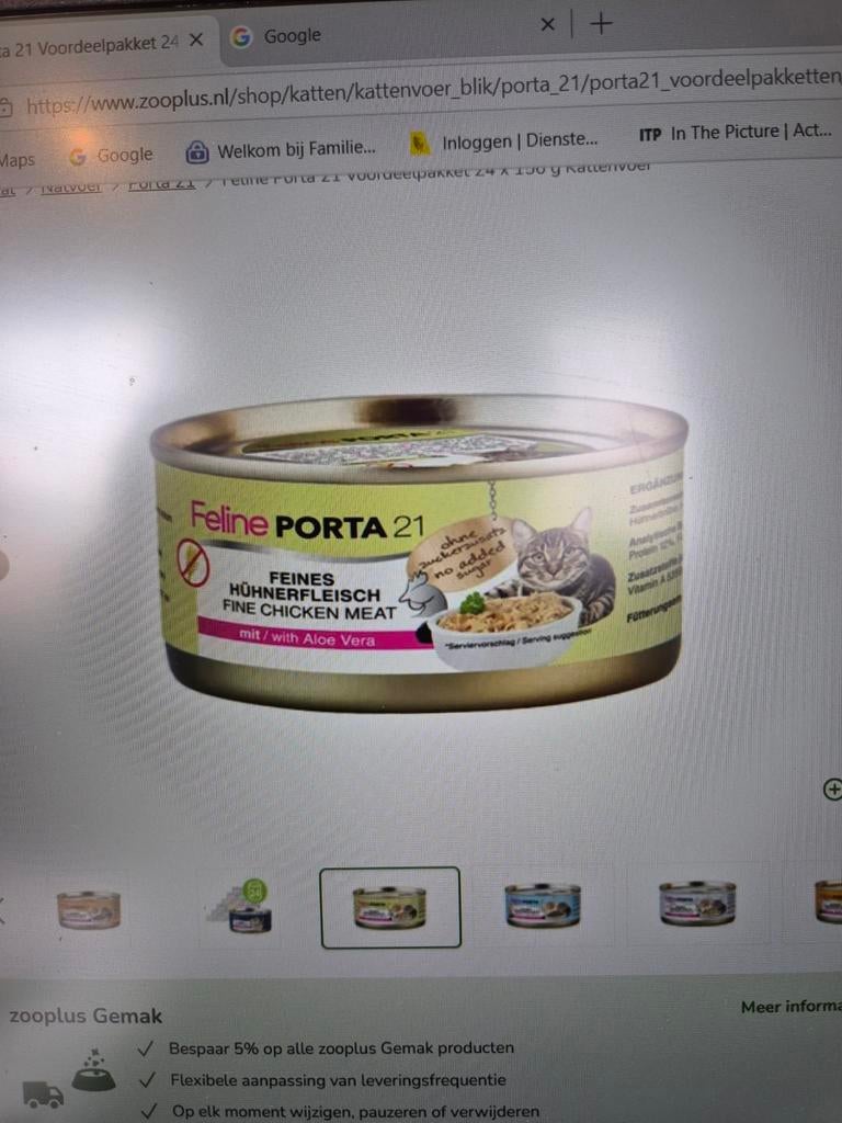 Blikken kattenvoer. 17 Feline Porta. Kip met aloë vera, Ophalen, Kat