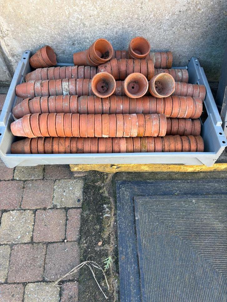 Terracotta bloempotjes diam7cm en 9cm, Jardin & Terrasse, Pots de fleurs, Utilisé, Terracotta, Jardin, Enlèvement