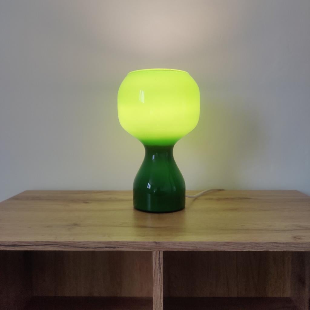 Vintage glazen lamp  groen mooie staat Jean Paul Emonds, Huis en Inrichting, Ophalen
