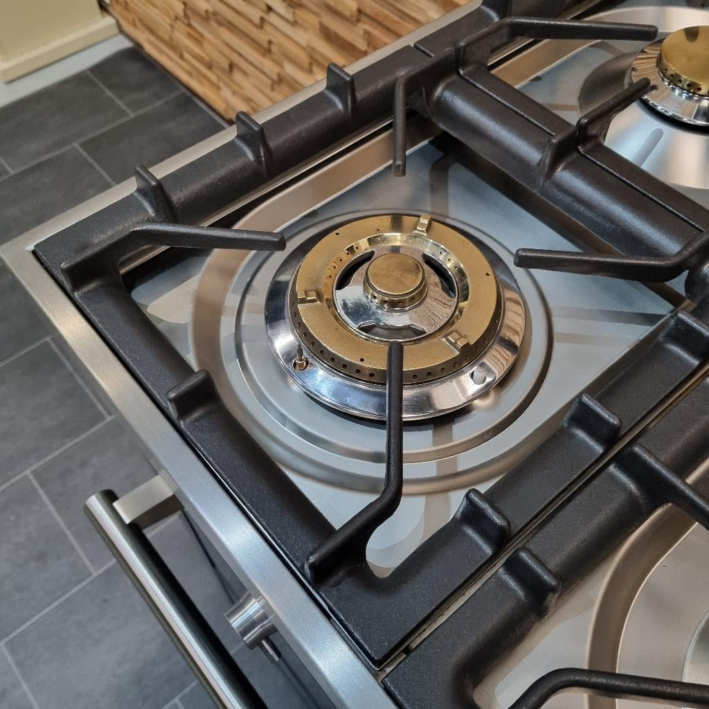 🔥Luxe Boretti Fornuis 120cm antraciet + rvs 7 pits Frytop, Gaz, Classe énergétique A ou plus économe, Comme neuf, Enlèvement