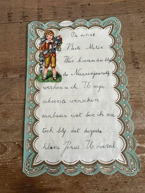 nieuwjaarsbrief 1941 St Michiels, Gebruikt, Ophalen of Verzenden, Info@neiws.br, Niueusjaarsbrief