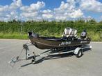 Aluminium visboot 4,80m kanteltrailer, 20PK & elektromotors, Watersport en Boten, Vis- en Consoleboten, Ophalen, 10 tot 30 pk