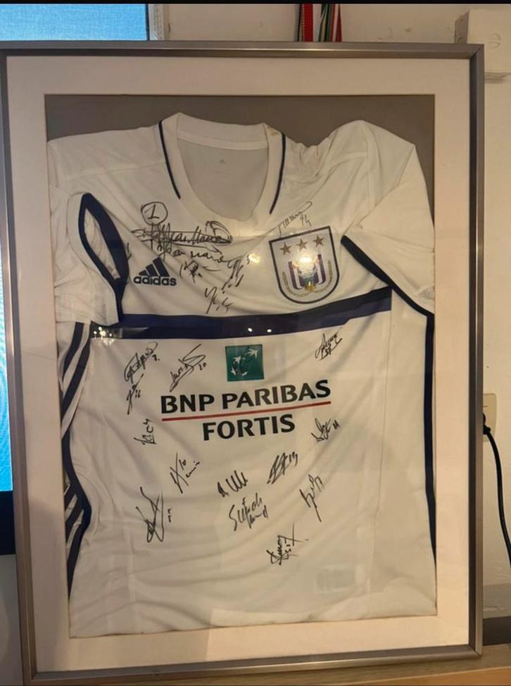 Gehandtekend shirt anderlecht+handtekening Jean Marie Pfaff, Verzamelen, Sportartikelen en Voetbal, Nieuw, Shirt, Ophalen