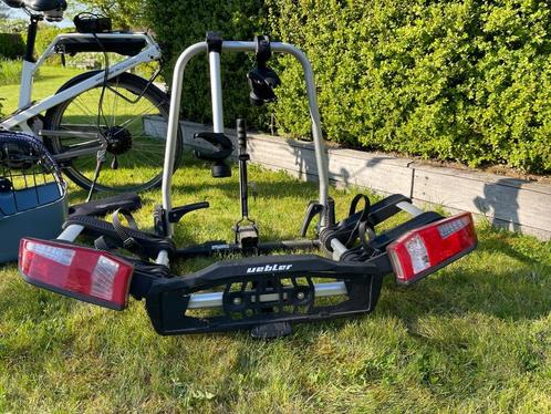 fietsendrager Uebler X21-S, Auto diversen, Fietsendragers, Zo goed als nieuw, Trekhaakdrager, 2 fietsen, Elektrische fiets, Ophalen