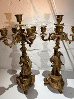 Antieke bronzen kandelaars – set van 2, Antiek en Kunst, Ophalen of Verzenden, Koper of Brons