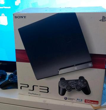 Ps3 slim 120gb, 2 manettes Dual Shock 3, 15 jeux, boîte beschikbaar voor biedingen