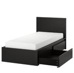 IKEA 1-persoonsbed + opberglades, Huis en Inrichting, Ophalen, 100 cm, Eenpersoons, Zwart