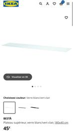BESTÅ Plateau supérieur, verre blanc/vert clair, 180x40 cm, Ophalen, Zo goed als nieuw