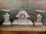 schouwgarnituur klok en 2 vazen brocante, Ophalen