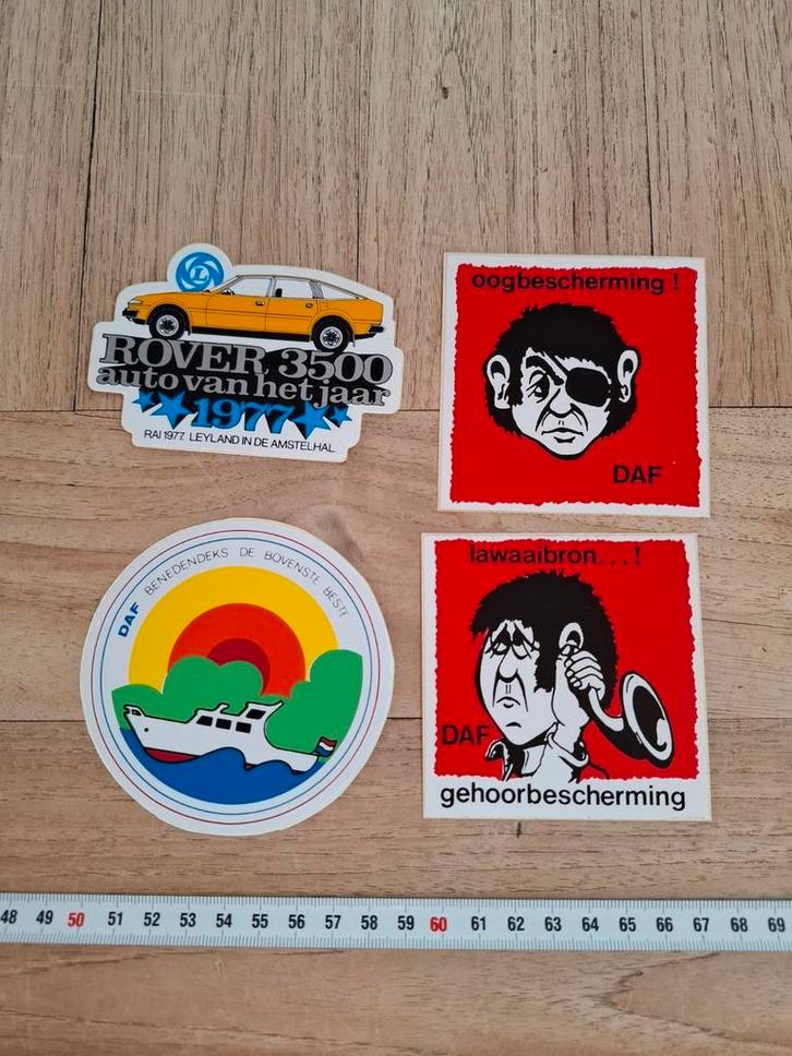 Lot de stickers vintage - marques de voitures DAF + Leyland, Collections, Marques automobiles, Motos & Formules 1, Comme neuf