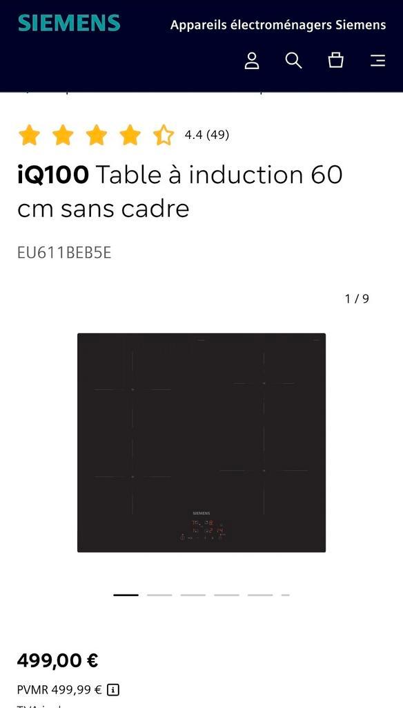 Taque induction SIEMENS 60cm NEUVE EMBALLÉE, Electroménager, Mijoteuses, Enlèvement