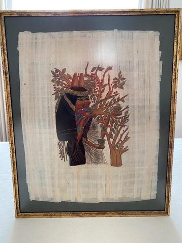 Ingekaderde Egyptische papyrus met certificaat – 41x52  beschikbaar voor biedingen