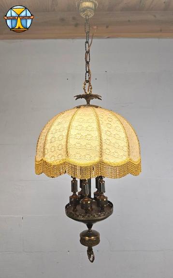 Vintage Barok messing kroonluchter stoffen kap hanglamp beschikbaar voor biedingen