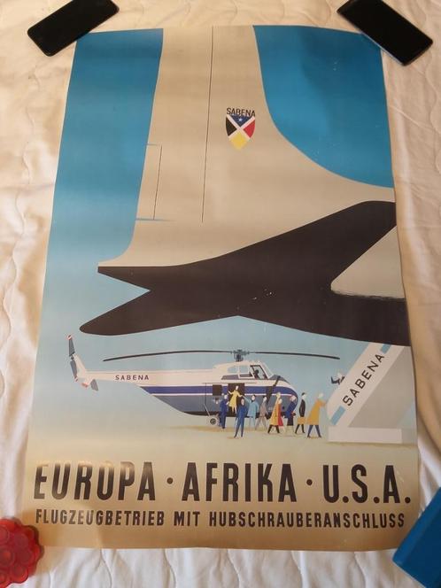 SABENA affiche - Europa / Afrika / USA, Verzamelen, Sabenasouvenirs, Zo goed als nieuw, Ophalen of Verzenden