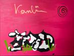Groter schilderij Jacob Kanbier - Grote koe op roze, Ophalen