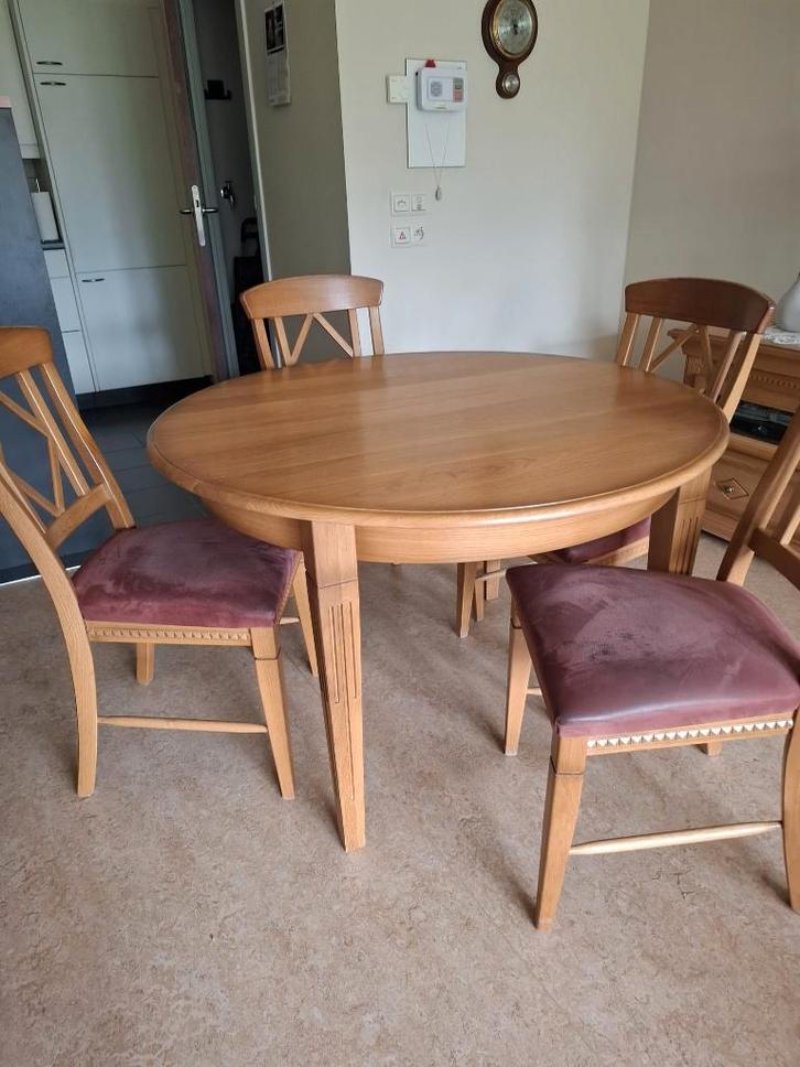 Eetkamer, Huis en Inrichting, Tafels | Eettafels, Gebruikt, 100 tot 150 cm, 100 tot 150 cm, Vier personen, Rond, Eikenhout, Ophalen
