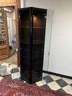 zwarte kast met glazen leggers en glazen deuren (+ zijkast), Ophalen, 200 cm of meer, 50 tot 100 cm, Zo goed als nieuw