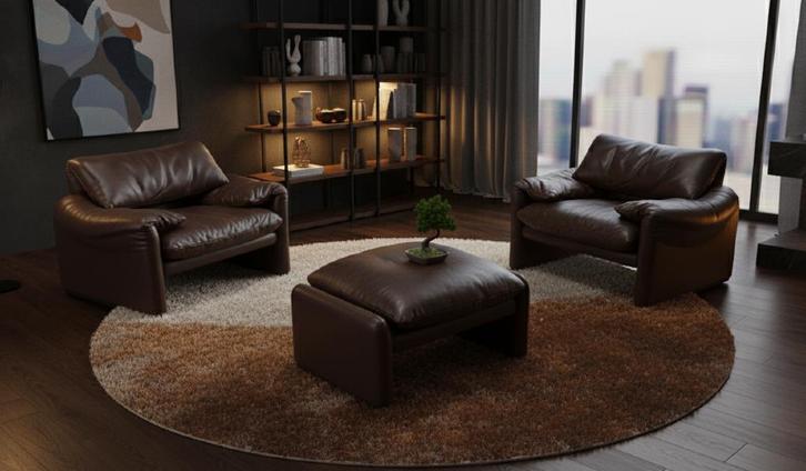 2x éénzit Maralunga Cassina + 1 x poef, Huis en Inrichting, Zetels | Zetels, Gebruikt, Ophalen