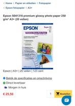 Epson Premium Glossy Photo Paper, TV, Hi-fi & Vidéo, Photo | Papier photo, Enlèvement, Neuf