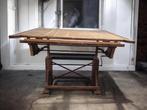 vintage houten industriële tekentafel / architectentafel, Antiek en Kunst, Ophalen of Verzenden