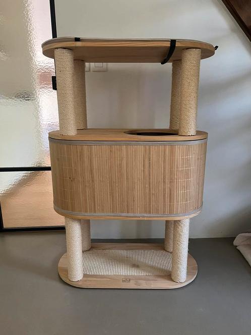 Krabpaal bamboe tori 113 78x39x113cm beige, Dieren en Toebehoren, Krabmeubelen, Zo goed als nieuw, Krabpaal, Ophalen