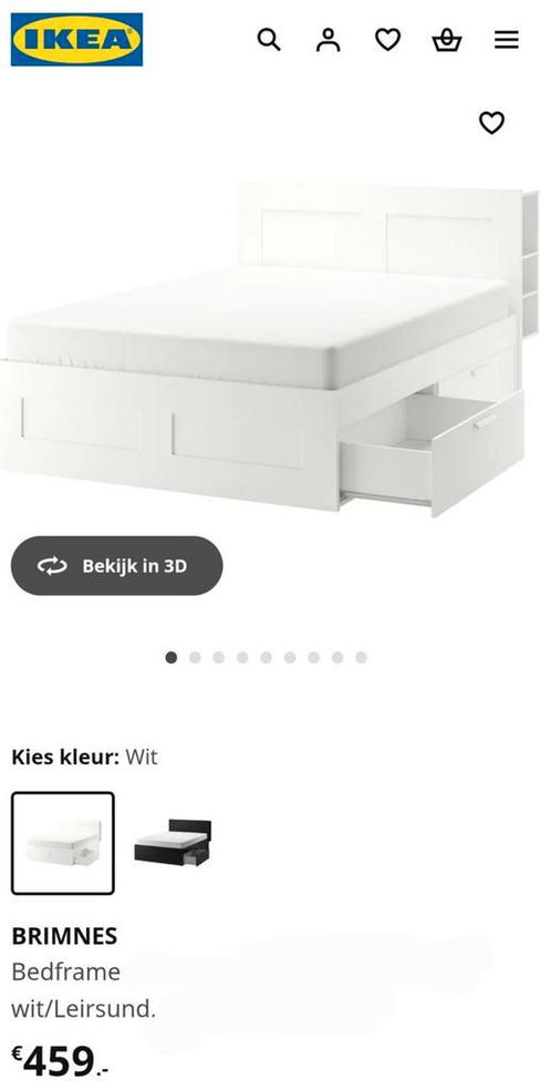 Ikea bed, Huis en Inrichting, Slaapkamer | Bedden, Zo goed als nieuw, Tweepersoons, Wit, Ophalen