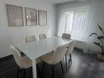 Table en verre état neuf, possibilité d'agrandir/allonger, Ophalen, Zo goed als nieuw