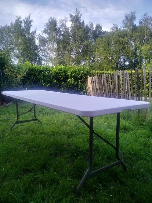 VERHUUR - Party klaptafel (244 x 75 x74), Tuin en Terras, Tuintafels, Gebruikt, Rechthoekig, Plastic, Ophalen